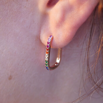 Rainbow Rectangular Hoop Earrings, 5 of 7