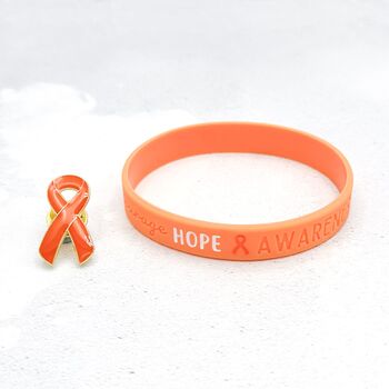 Orange Awareness Ribbon Bracelet Wristband, 3 of 8