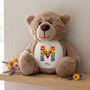 Personalised Flower Alphabet Brown New Baby Teddy Bear, thumbnail 1 of 5