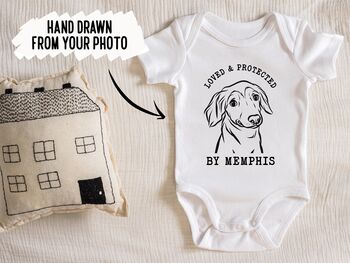 Personalised Outline Dog Drawing Baby Bodysuit, 3 of 3