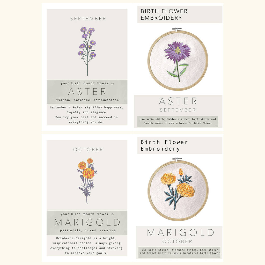 Personalised Birth Flower Month Embroidery Kit By Studio Hop Notonthehighstreet Com