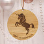 Personalised Wooden Unicorn Baby's First Christmas, thumbnail 1 of 3