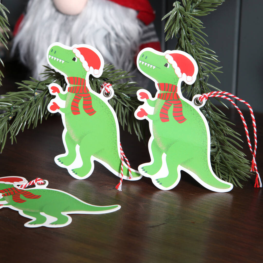 Dinosaur Christmas Gift Tags By Red Berry Apple  notonthehighstreet.com