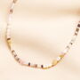 Semi Precious Purple Stone And Pearl Beaded Necklace In Gold Plating, thumbnail 1 of 4