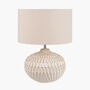 Warm White Textured Glazed Ceramic Table Lamp, thumbnail 4 of 10