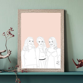 Bridesmaids Gift Custom Best Friends Line Drawing Art, 2 of 8