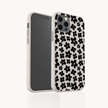 Little Black Flowers Eco Phone Case, 4 of 8