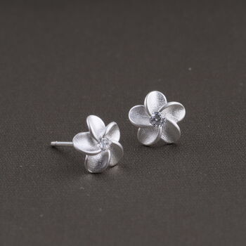 Sterling Silver Forget Me Not Flower Earrings Studs, 2 of 7