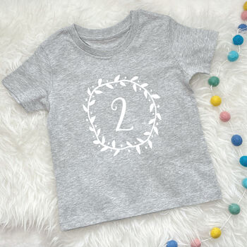 Girls Birthday T Shirt Flower Garland And Number, 5 of 7