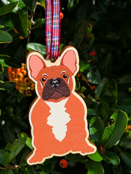 French Bulldog Hanging Wooden Christmas Decoration, 6 of 6