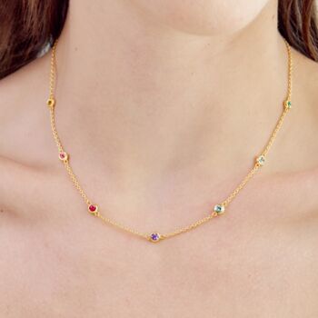 Rainbow Gemstone Necklace In Sterling Silver And Gold, 7 of 9