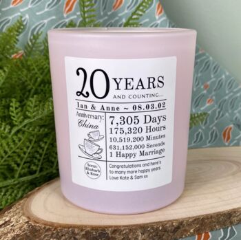 Personalised 20th Anniversary Years And Counting Candle, 2 of 11