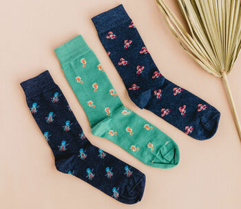 Ethical Organic Cotton Octopus Socks, 3 of 4