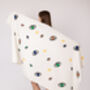 White With Mini Evil Eye Organic Cotton Peshtemal Towel, thumbnail 3 of 6