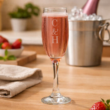 Wedding Gifts For Couples Initials Champagne Flutes Set, 2 of 6