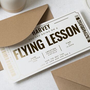 Flying Lesson Gift Voucher Gold Foil Personalised, 4 of 9