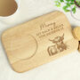 Personalised Highland Cow Wooden Tea And Biscuit Board Coaster Tray, thumbnail 1 of 4