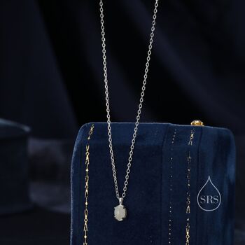 Genuine Milky Jade Oval Necklace In Sterling Silver, 4 of 11