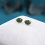 Genuine Green Japer Jade Stone Oval Stud Earrings, thumbnail 1 of 12