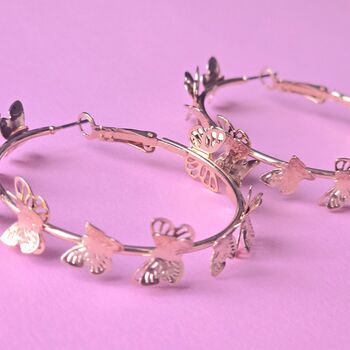 Butterfly Hoop Earrings, 2 of 5