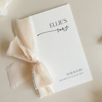 Luxury 'Her Vows' Wedding Vows Card, Modern Script, Personalised, 2 of 10