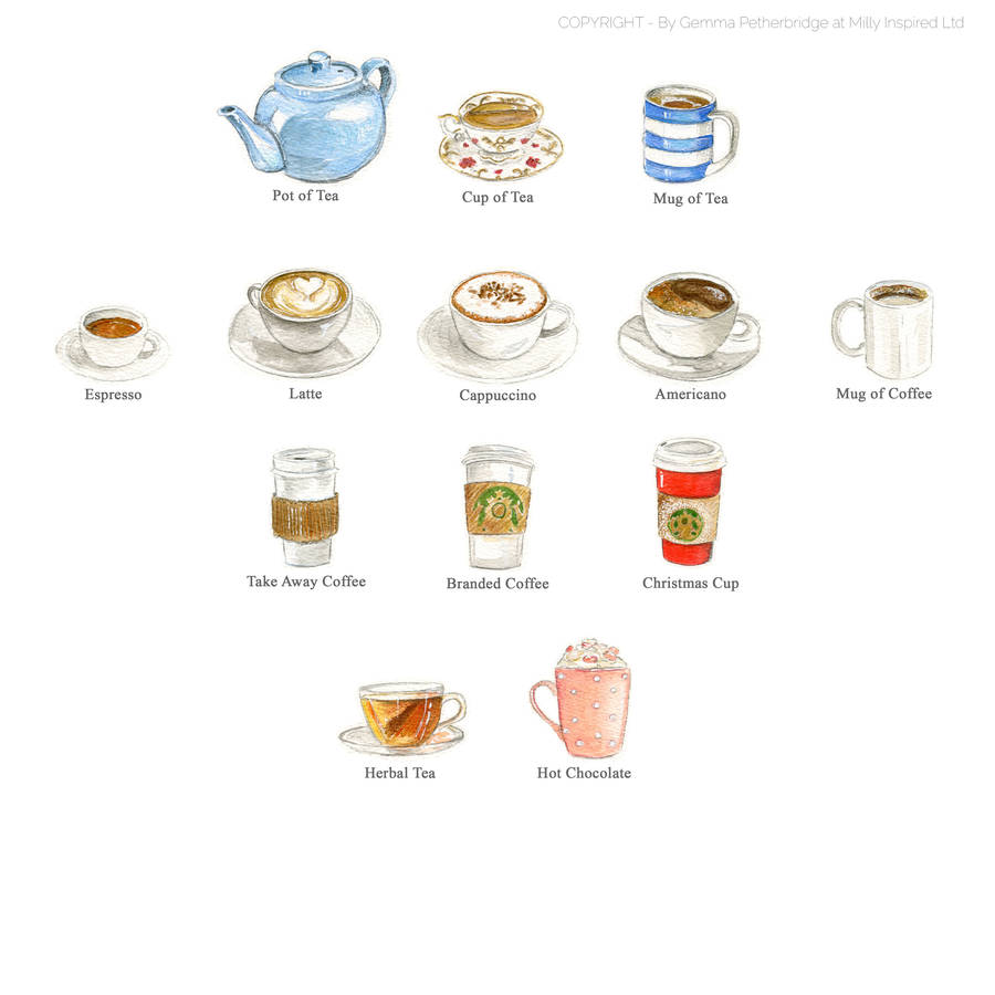 personalised favourite drinks illustration print by milly inspired ...