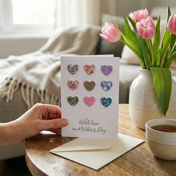 Personalised Mother's Day Liberty Nine Heart Card, 2 of 7