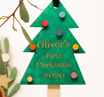Personalised Wooden Christmas Tree Decoration, 5 of 5