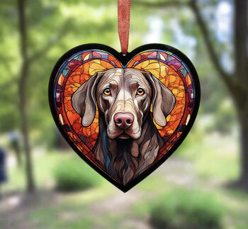 Weimaraner Stained Glass Effect Heart Suncatcher, 5 of 5