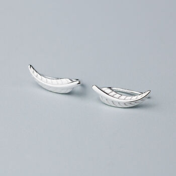 Sterling Silver Feather Ear Climber Earrings, 2 of 9