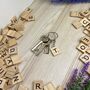 Scrabble Initial Letter Personalised Keyring Keychain, thumbnail 3 of 3