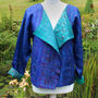 Kantha Handstitched Blue Silk Jacket, thumbnail 3 of 8