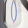 Blue Agate Bead Necklace With Pink Heart, thumbnail 3 of 5