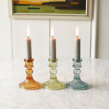 Coloured Cut Glass Candle Stick, 8 of 8