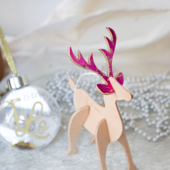 Personalised Leather Reindeer With Foiled Antlers, 4 of 11