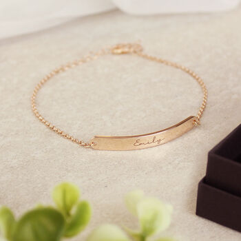 Personalised Rose Gold Tone Bar Bracelet With Gift Box, 2 of 3