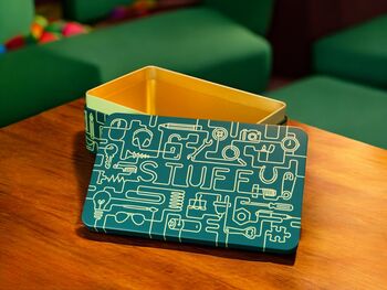 'Stuff' Man Tin Storage Box For Boys/Men In Light Blue, 5 of 9