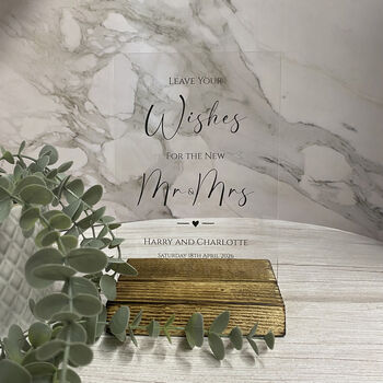 Classic Personalised Clear Acrylic Leave Your Wishes Sign A5, 6 of 6