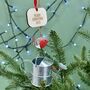 Personalised Robin Watering Can Christmas Bauble, thumbnail 1 of 3