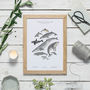 Whales And Dolphins Unframed Watercolour Print, thumbnail 3 of 6