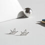Sterling Silver Origami Crane Earrings In A Gift Box, thumbnail 3 of 9