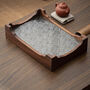 Glass Serving Tray With Wooden Frame – Walnut, thumbnail 3 of 4