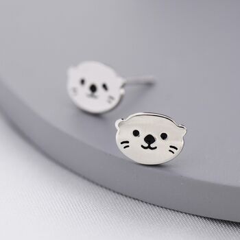 Otter Head Stud Earrings In Sterling Silver, 4 of 12