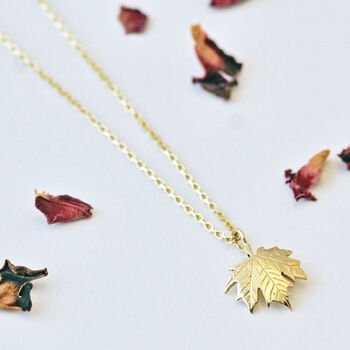 Maple Leaf Necklace In 9ct Gold, 2 of 10