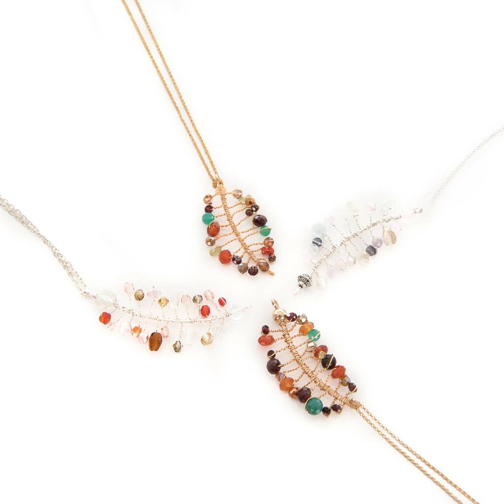 Gemstone Friendship Feather Necklace