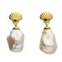 Gold Plated Natural Keshi Pearl Drop Modern Earrings, thumbnail 4 of 5