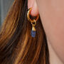 Blue Sapphire Hoop Earring, thumbnail 3 of 9