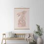 Nursery Floral Bunny Wall Hanging Hand Drawn Design, thumbnail 1 of 2