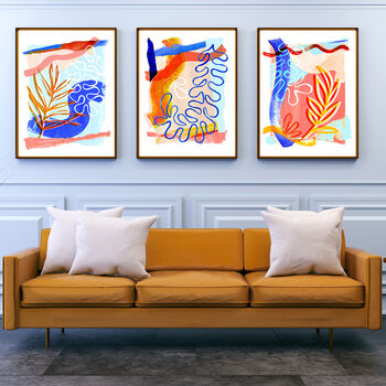 Orange And Blue Abstract Print Set Of Three, 6 of 12