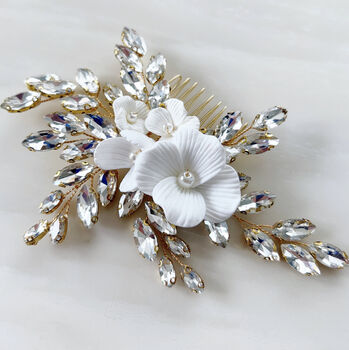 Cressida White Flower Bridal Hair Comb, 3 of 5